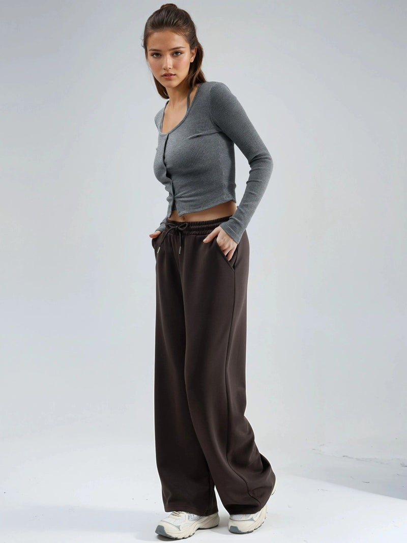 BUSEM Mid Waist Wide Leg Modal Pants - Image 3